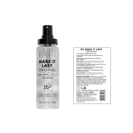 Milani Sunscreen Setting Spray + Primer, Make It Last Sunscreen For Face- Spf 30 Uva & Uvb Protection Antioxidant Rich Formula For Broad Spectrum Protection, Prime + Set + Protect, 2.02Fl. Oz