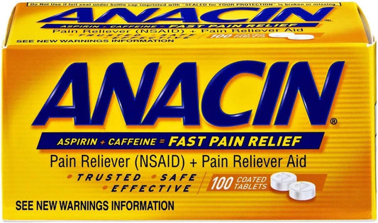 Anacin Fast Pain Aspirin Tablets, 100 Tabs (Pack Of 2)