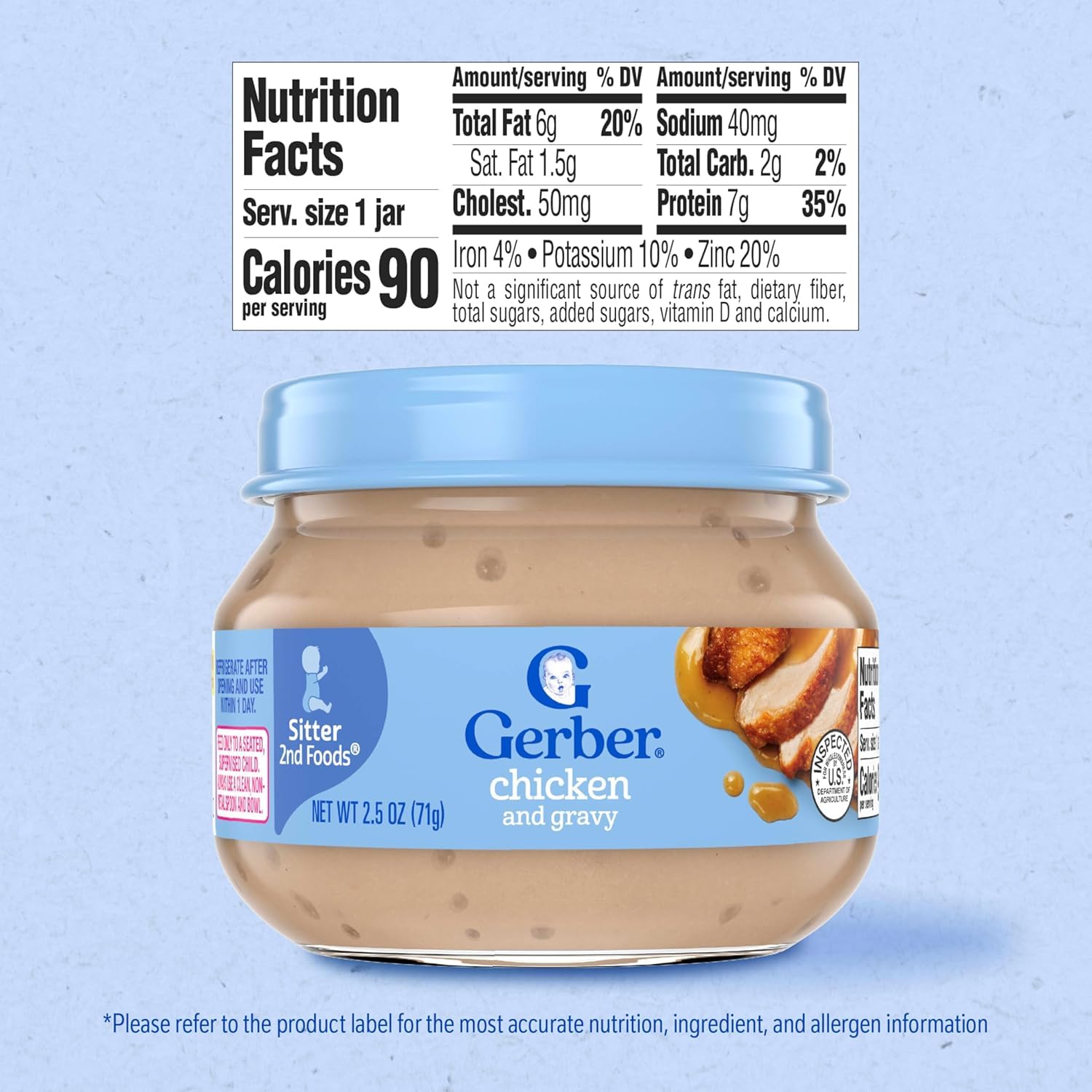 Gerber Mealtime For Baby 2Nd Foods Baby Food Jar, Chicken & Gravy, Non-Gmo Pureed Baby Food Variation (2.5 Ounce (Pack Of 6))