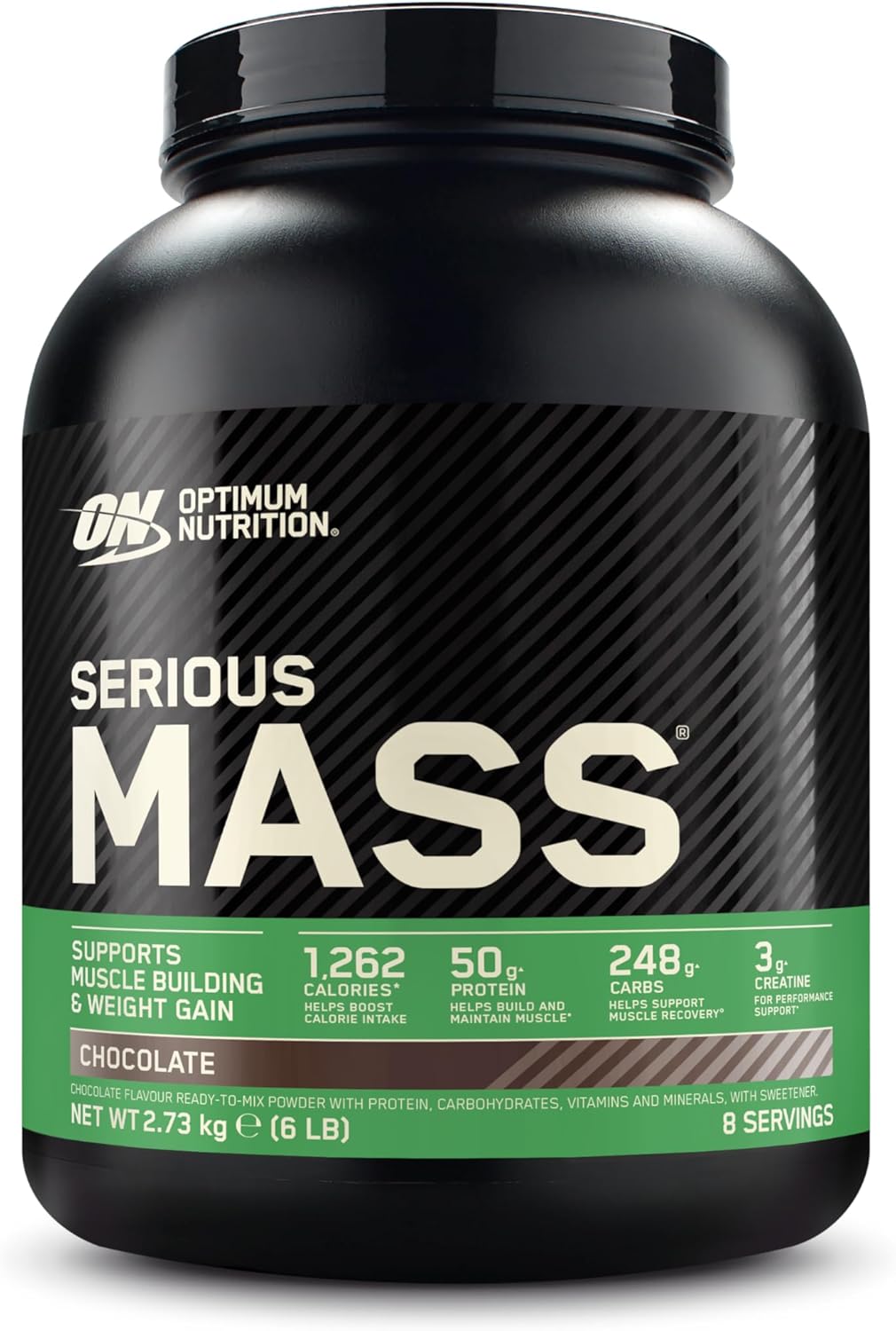 Optimum Nutrition Serious Mass Protein Powder High Calorie Mass Gainer With Vitamins, Creatine And Glutamine, Chocolate, 8 Servings, 2.73 Kg, Packaging May Vary