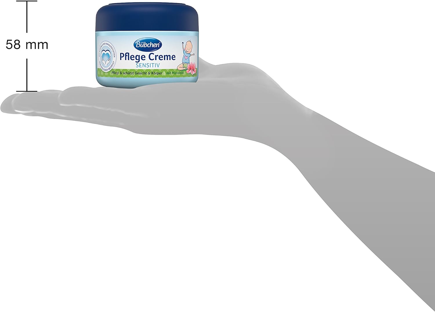 BÃ¼bchen Pflege Creme, sensitive KÃ¶rper- und Gesichtscreme fÃ¼r zarte Babyhaut, mit MandelÃ¶l, Menge: 1 x 75 ml