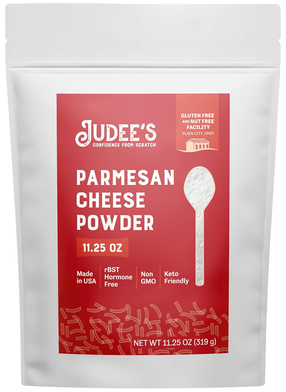 Judee’s Parmesan Cheese Powder 11.25oz - 100% Non-GMO, Keto-Friendly, rBST Hormone-Free, Gluten-Free & Nut-Free - Made from Real Parmesan Cheese - Made in USA - Use in Dips, Soups, and Seasonings