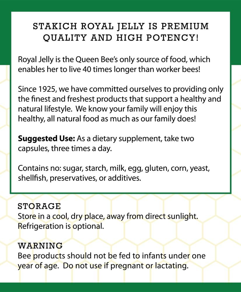 Stakich 500 Mg Capsules (Royal Jelly Capsules 500 Mg (500 Count)) : Health & Household