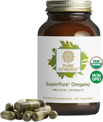 PURE SYNERGY SuperPure Oregano Extract | Oregano Oil Extract Capsules | Organic Oregano Oil and Leaf Extract Supplement | for Immune, Digestive, and Respiratory Health (60 Capsules)