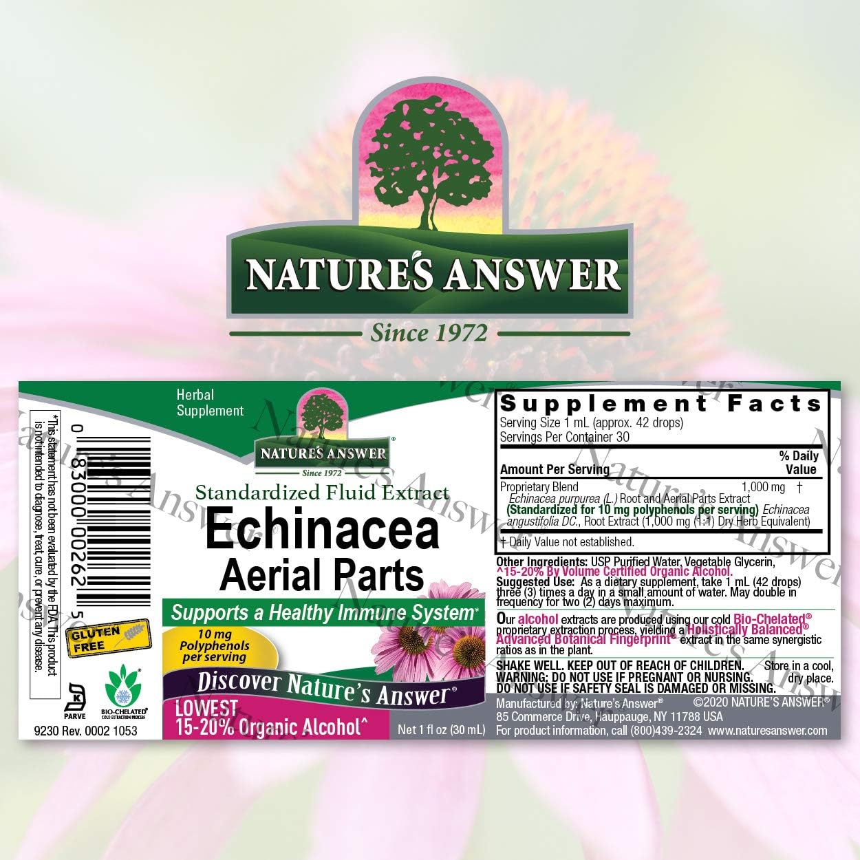 Nature's Answer Echinacea Liq Drops with Organic Low Alcohol 1   NON GMO, Kosher, Gluten Free | Super Concentrated | Immune Support