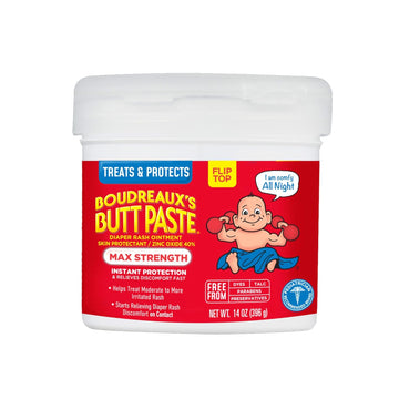 Boudreaux'S Butt Paste Maximum Strength Diaper Rash Cream, Ointment For Baby, 4 Oz Tube