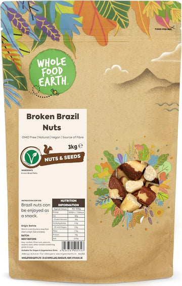 Wholefood Earth Whole Cashew Nuts 3 Kg | Gmo Free | Natural | Source Of Fibre | Source Of Protein
