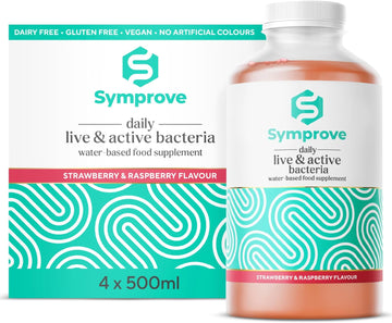 Symprove Strawberry And Raspberry 4-Week Pack | Daily Essential Gut Health Supplement | Probiotic Drink With Live Bacteria, Vegan | 4X500Ml