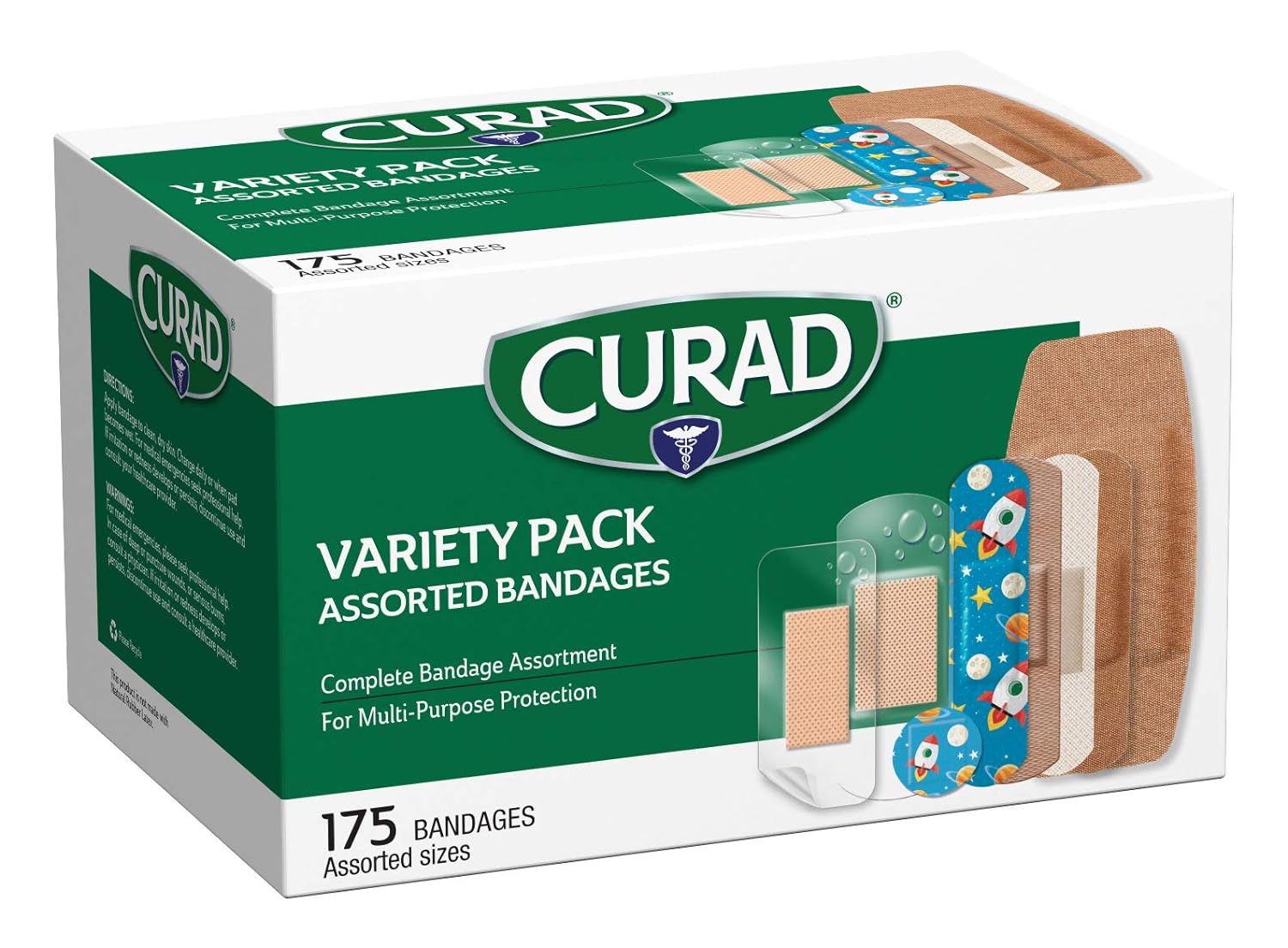 Curad Family Bandage Variety Pack, 4 Styles Included; Waterproof, Galaxy, Flex-Fabric, Heavy Duty, 175 Bandages