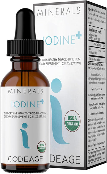 Codeage Usda Organic Iodine Drops – 250 Mcg - 1+ Year Supply - Liquid Iodine Supplement – Iodine Drops Solution - Pure, Clear Iodine - Vegan Iodine Liquid Drop - 2 Fl Oz