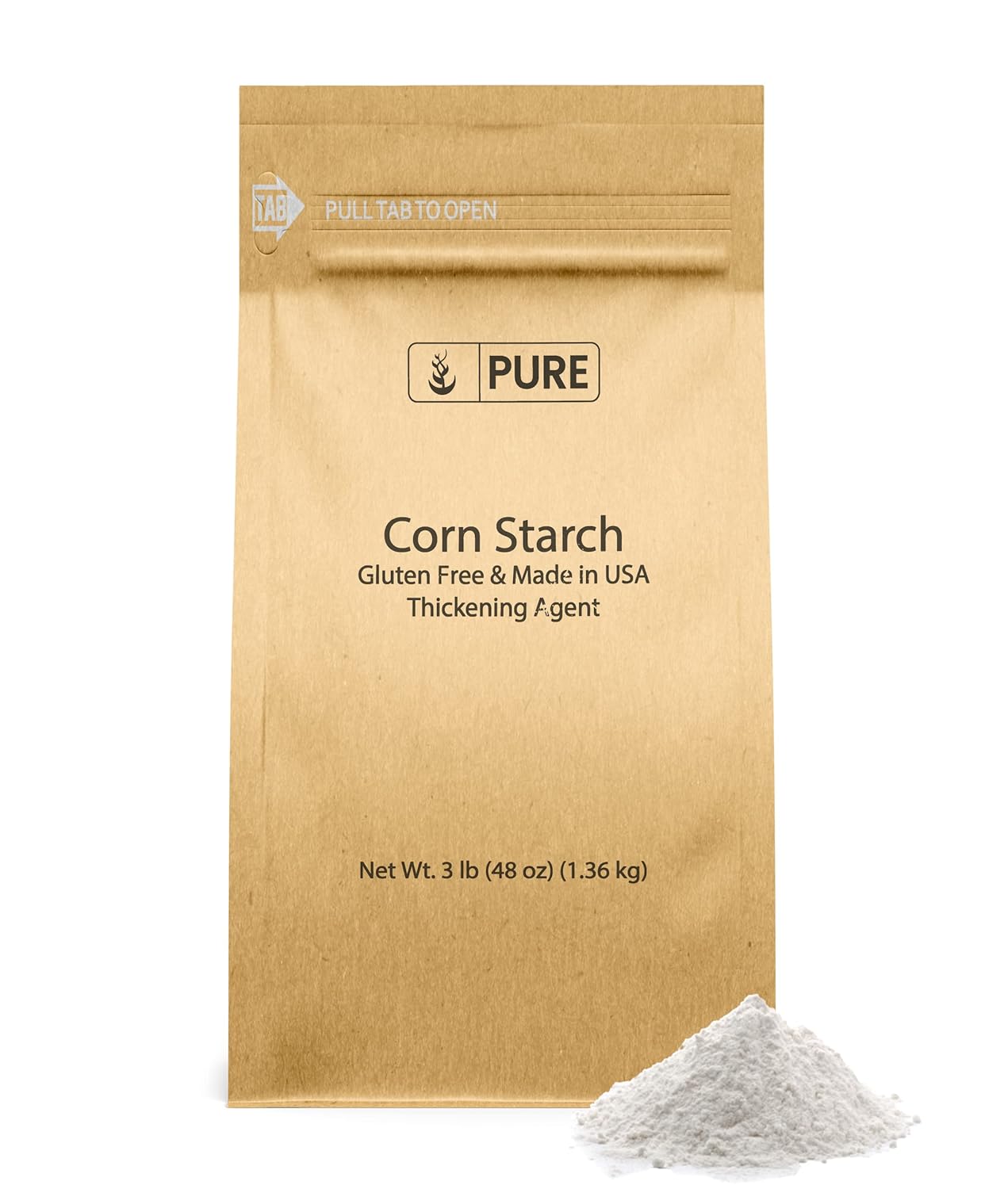 Pure Original Ingredients Corn Starch (3 Lb) Thickener For Sauces, Soup, & Gravy