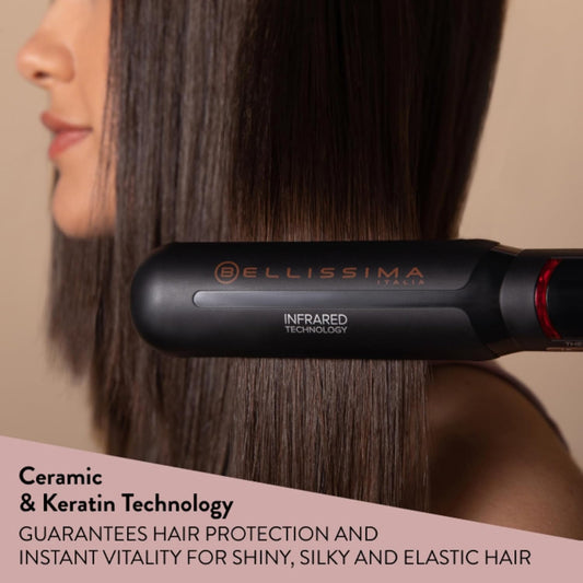 Bellissima Creativity Infrared Hair Straightener – Ceramic Plating With Infrared, Keratin Technology For Sleek Hair, 130°C-230°C Adjustable Temperatures. Quick Heat Up, Digital Display, Anti-Frizz