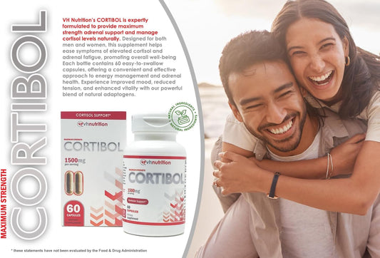 Vh Nutrition Cortibol | Cortisol Manager* Supplement | Maximum Strength Adrenal Support* For Men And Women | Rhodiola, Cordyceps, And Eleuthero | 60 Capsules