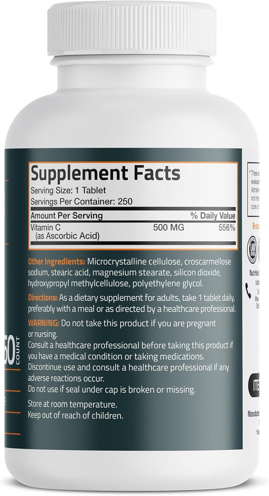 Bronson Vitamin C 500 Mg Supports A Healthy Immune System & Antioxidant Protection, Non-Gmo, 250 Vegetarian Tablets