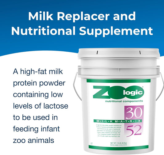 Pet-Ag Zoologic Milk Matrix 30/52 - 15 Lb - Milk Protein Powder For Wild & Exotic Non-Domestic Animals