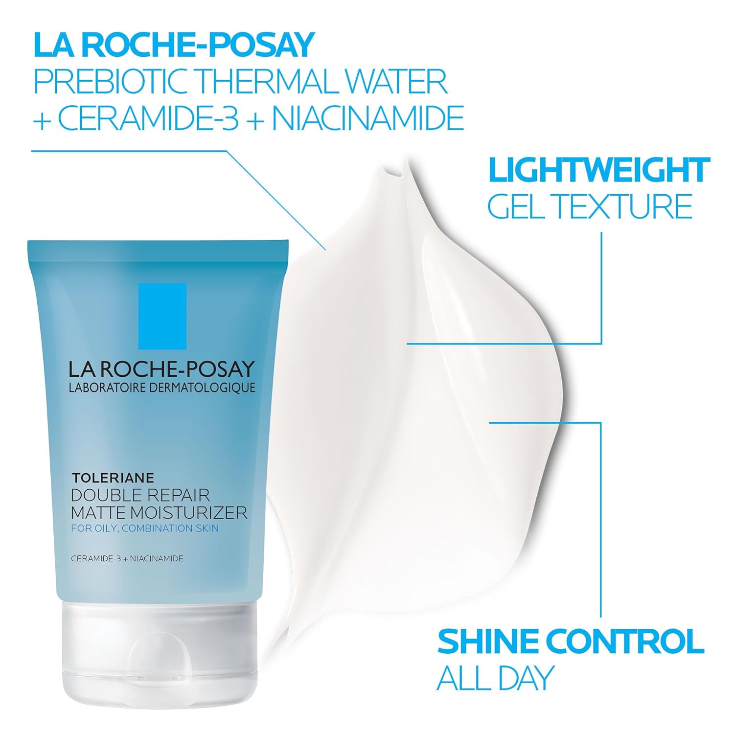 La Roche-Posay Acne Skin Care Set | Toleriane Double Repair Matte Moisturizer 75ml & Effaclar Medicated Gel Cleasner 100ml | Gel Moisturizer with Niacinamide & Acne Cleasner with Salicylic Acid : Beauty & Personal Care