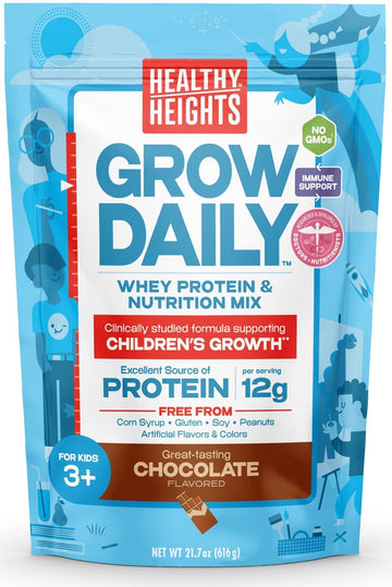 Healthy Height Grow Daily 3 Protein Powder (Chocolate) - Developed By Pediatricians - High In Protein Nutritional Shake - Contains Key Vitamins & Minerals
