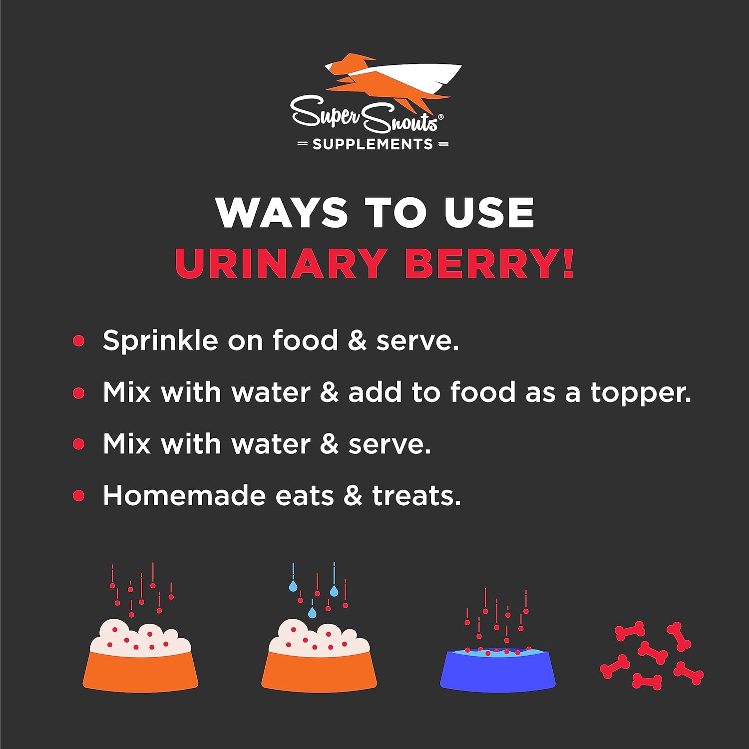 Super Snouts Urinary Berry Urinary Tract Supplements For Dogs & Cats, Made In Usa, Us & Canadian Blueberry & Cranberry Powder, Uti, Kidney Health Support, Bladder Support For Dogs (2.64 Oz) : Pet Supplies