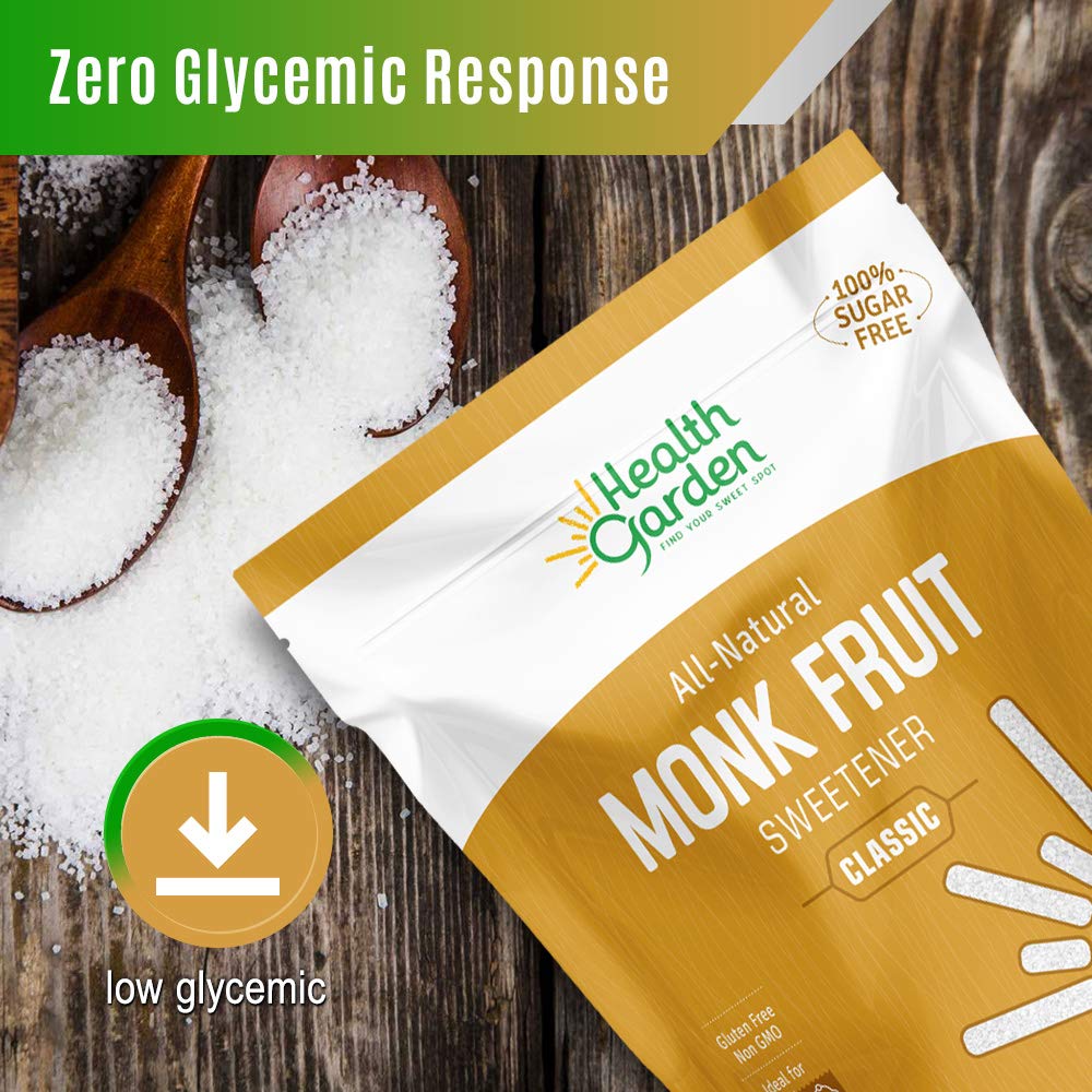 Health Garden Monk Fruit Sweetener, Classic White - Non Gmo - Gluten Free - 1:1 Sugar Substitute - Keto Friendly - Taste Like Sugar (2.5 Lb)