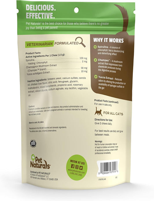 Pet Naturals Clean Scat Digestive Support Supplement For Cats, 45 Bite Sized Chews - Litter Box Odor Control And Intestinal Support