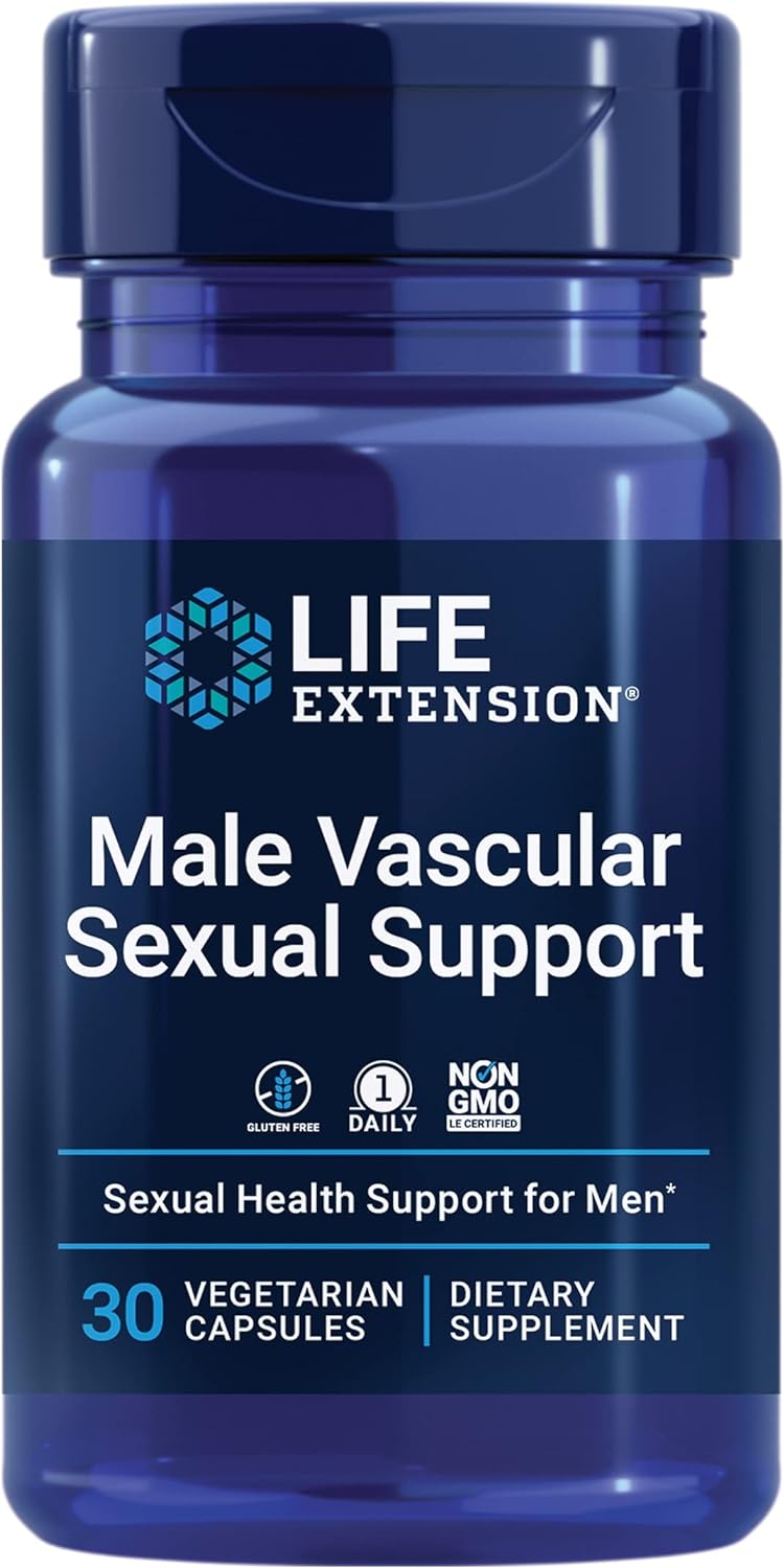 Life Extension Male Vascular Sexual Health Support -Hormone-Free Black Ginger Extract Supplement For Men  One Daily, Gluten-Free, Vegetarian, Non-Gmo - 30 Capsules