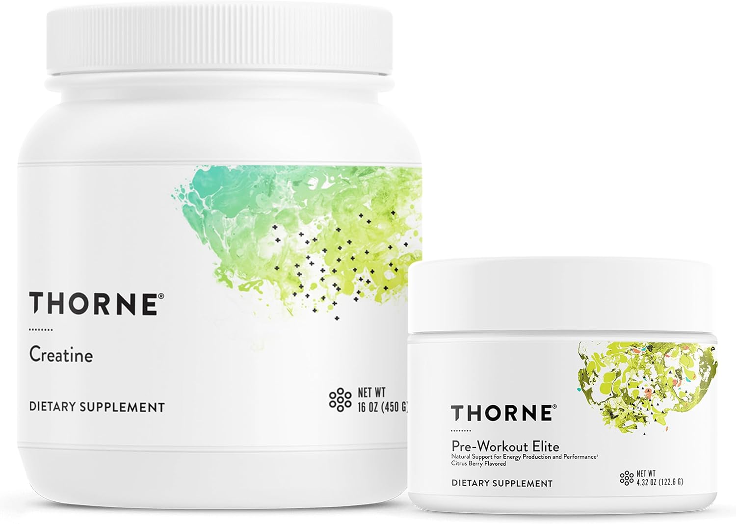 Thorne Creatine (16 Oz) & Pre-Workout Elite (4.32 Oz) Bundle - Supports Muscle Recovery, Energy Production & Brain Health - Nsf Certified For Sport - Gluten, Dairy & Soy-Free