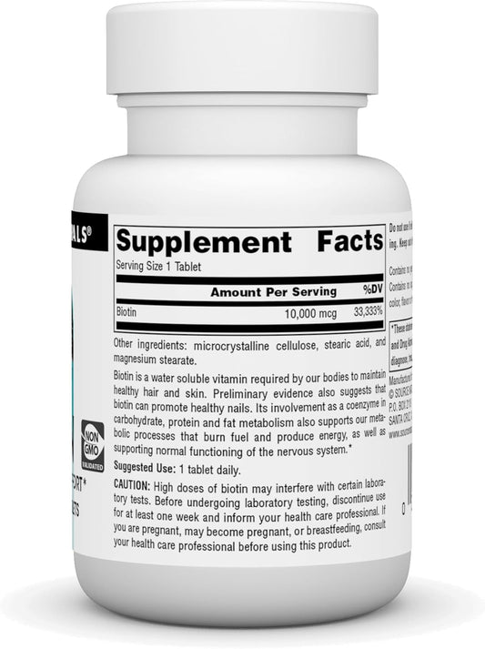 Source Naturals Biotin, Hair, Skin, And Nail Support*, 10,000 Mcg - No