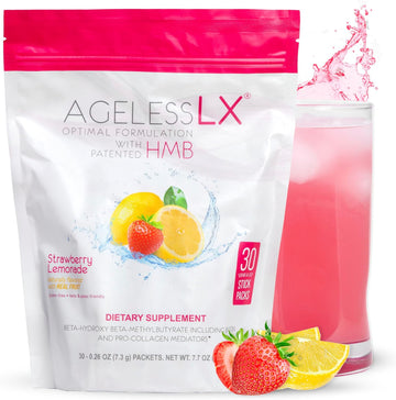 Powder Supplement For Women - With Hmb Collagen Enhancer Plus Vitamin D3 With K2, Horsetail And Biotin For Lean Muscle And Stronger Hair And Nails - 30 Powder Packets Strawberry Lemonade