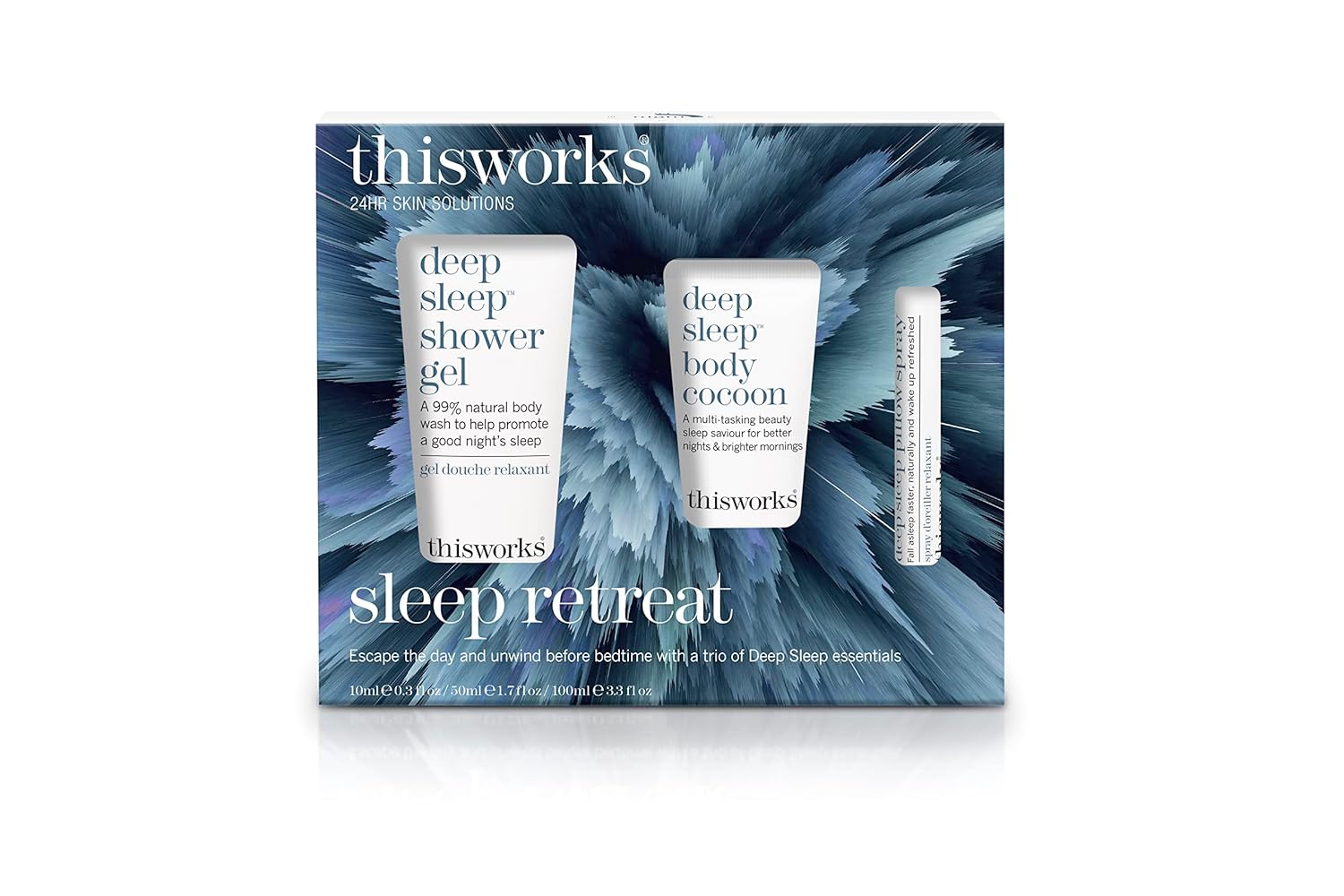 thisworks Sleep Retreat Box Gift Set: Deep Sleep Pillow Spray, Body Moisturizer and Shower Gel. Travel set to Promote Sleep with Lavender, Camomile and Vetivert