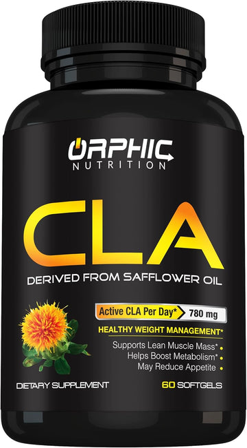 Orphic Nutrition Cla Safflower Oil Supplement - Made With Safflower Oil - 780Mg Non-Stimulant Conjugated Linoleic Acid For Men & Women* To Support Weight Loss Efforts And Metabolism* - 60 Softgels