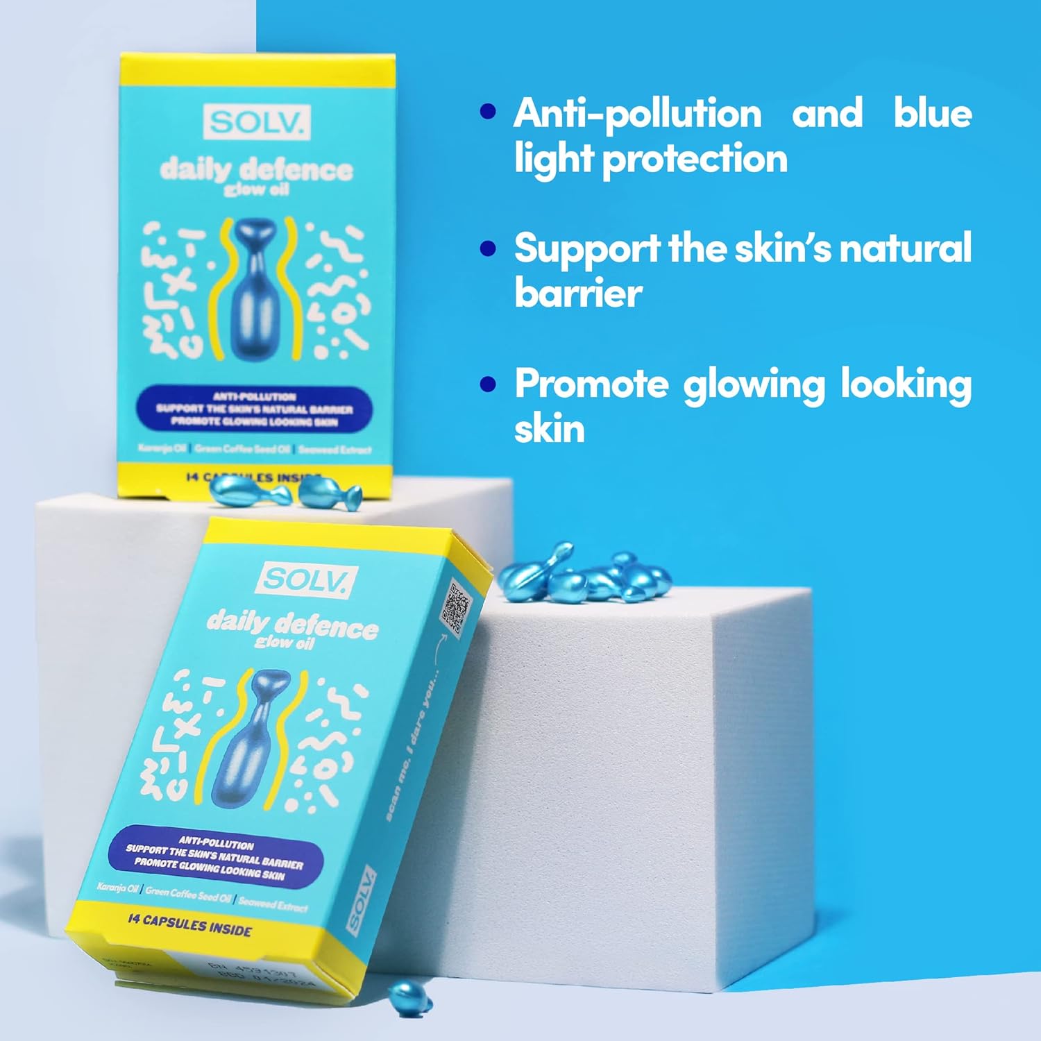 SOLV Daily defence glow Oil - 14 capsules. Anti-pollutions + blue light protection, Strengthens skin barrier, Restores glow : Amazon.co.uk: Beauty