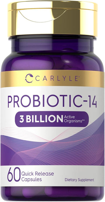 Carlyle Probiotic For Women & Men | 3 Billion Cfu | 60 Capsules | 14 Strains | Non-Gmo & Gluten Free