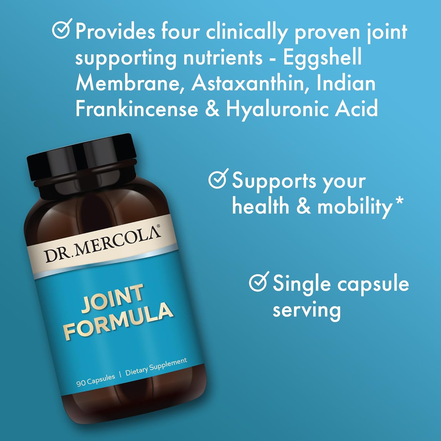 Dr. Mercola, Joint Formula with Eggshell Membrane and Hyaluronic Acid, 30 Servings (30 Tablets), Joint Supplements for Men and Women, Non GMO, Soy Free, Gluten Free :Health & Personal Care