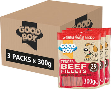 Good Boy Beef Fillets - Natural Dog Treats - Low Fat - Bulk Box - 3 X 300G
