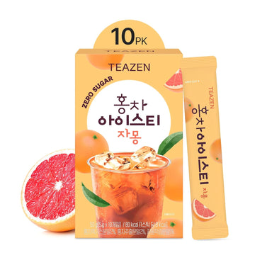 Teazen Summer Grapefruit Iced Tea, Sugar Free, Uva Black Tea, Hydration Drink Mix, 10 Sticks, 1.76Oz