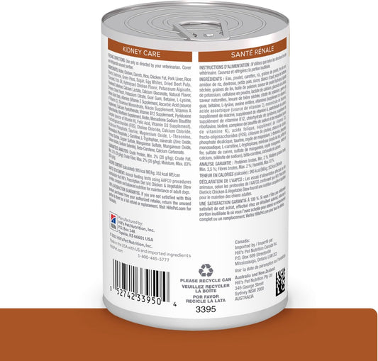 Hill'S Prescription Diet K/D Kidney Care Chicken & Vegetable Stew Wet Dog Food, Veterinary Diet, 12.5 Oz. Cans, 12-Pack