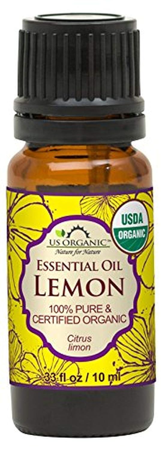 US Organic 100% Pure Lemon Essential Oil - USDA Certified Organic, Cold Pressed - W/Euro droppers (More Size Variations Available) (10 ml)