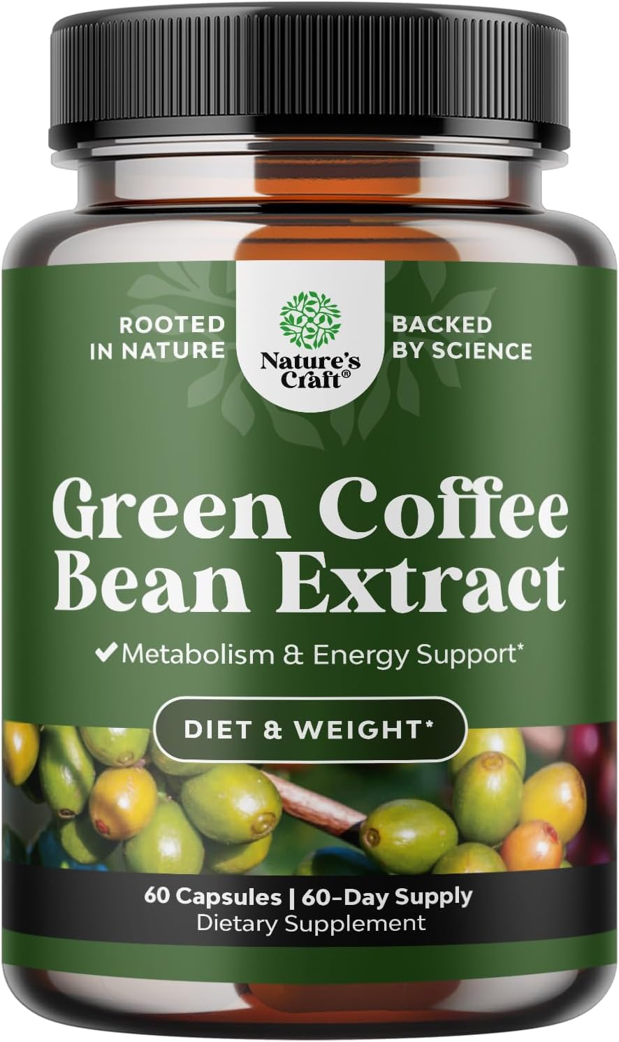 Green Coffee Bean Extract for Weight Loss Dietary Supplement Maximum Strength Vitamins No. 1 Antioxidant Increase Energy Boost Metabolism Control Hunger for Women and Men