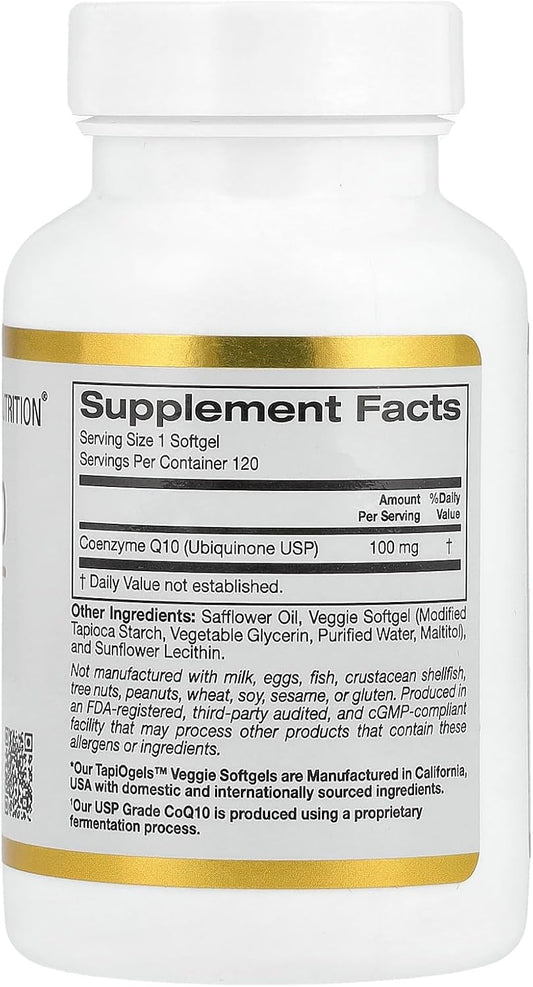 Coq10 100 Mg, Coenzyme Q10 Ubiquinone Usp, Supports Mitochondrial Function*, 120 Veggie Softgels