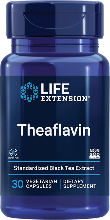 Life Extension Theaflavin Standardized Extract – Tea Leaf Flavonoids, Arterial Health Support, Helps Maintain Already-Heathy Cholesterol – Gluten-Free, Non-Gmo, Vegetarian – 30 Capsules
