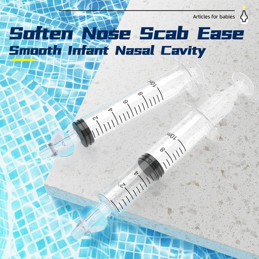 Baby Nasal Irrigator, 10ml Reusable Silicone Infant Nose Cleaner, Soften Nasal Scab Rinsing Tool - 2 Pack