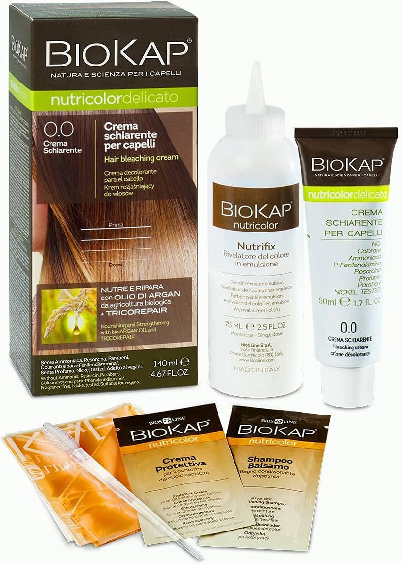 Biokap Natural Whitening Cream For Hair 0.0 - Bleaching - Gentle Hair Lightening Up To 2 Shades | Nourishes & Repairs | Organic Argan Oil - Tricorepair Complex | Minimum 80% Natural Ingredients