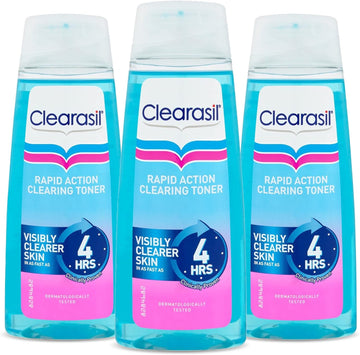 Clearasil Ultra Rapid Action Deep Pore Salicylic Acid Treatment Toner, Unclog Pores for A Visibly Clearer Skin, Remove Dirt & Spots, Pack of 3 x 200ml