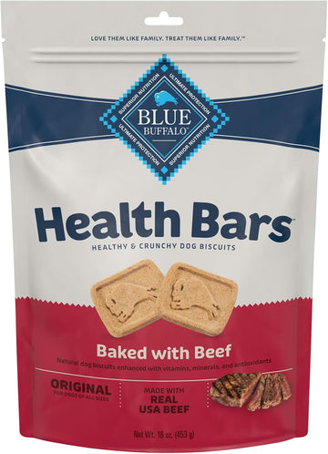 Blue Buffalo Health Bars Crunchy Dog Biscuits, Oven-Baked With Natural Ingredients, Beef, 16-Oz. Bag