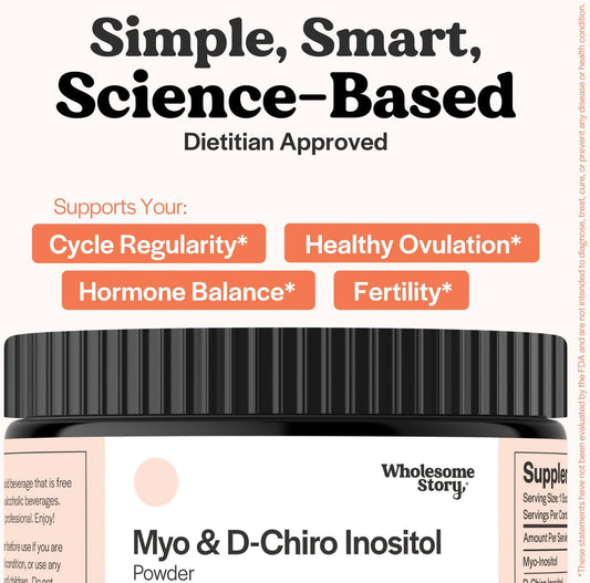 Myo-Inositol & D-Chiro Inositol Supplement Powder For Women | Hormonal Balance & Healthy Ovarian Function Support | Vitamin B8 | Great Alternative To Capsules | 40:1 Ratio | 90 Servings