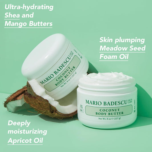 Mario Badescu Coconut Body Butter For All Skin Types | Body Moisturizer For Smooth And Radiant Skin | Formulated With Shea Butter