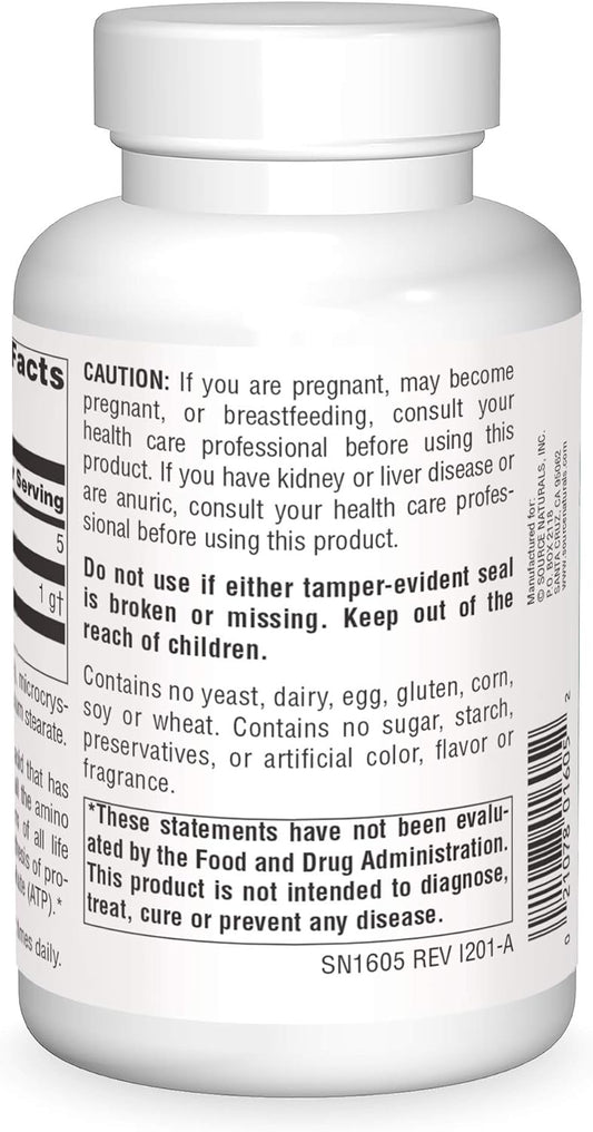 Source Naturals Glycine 500 Mg Amino Acid Dietary Supplement - 200 Capsules