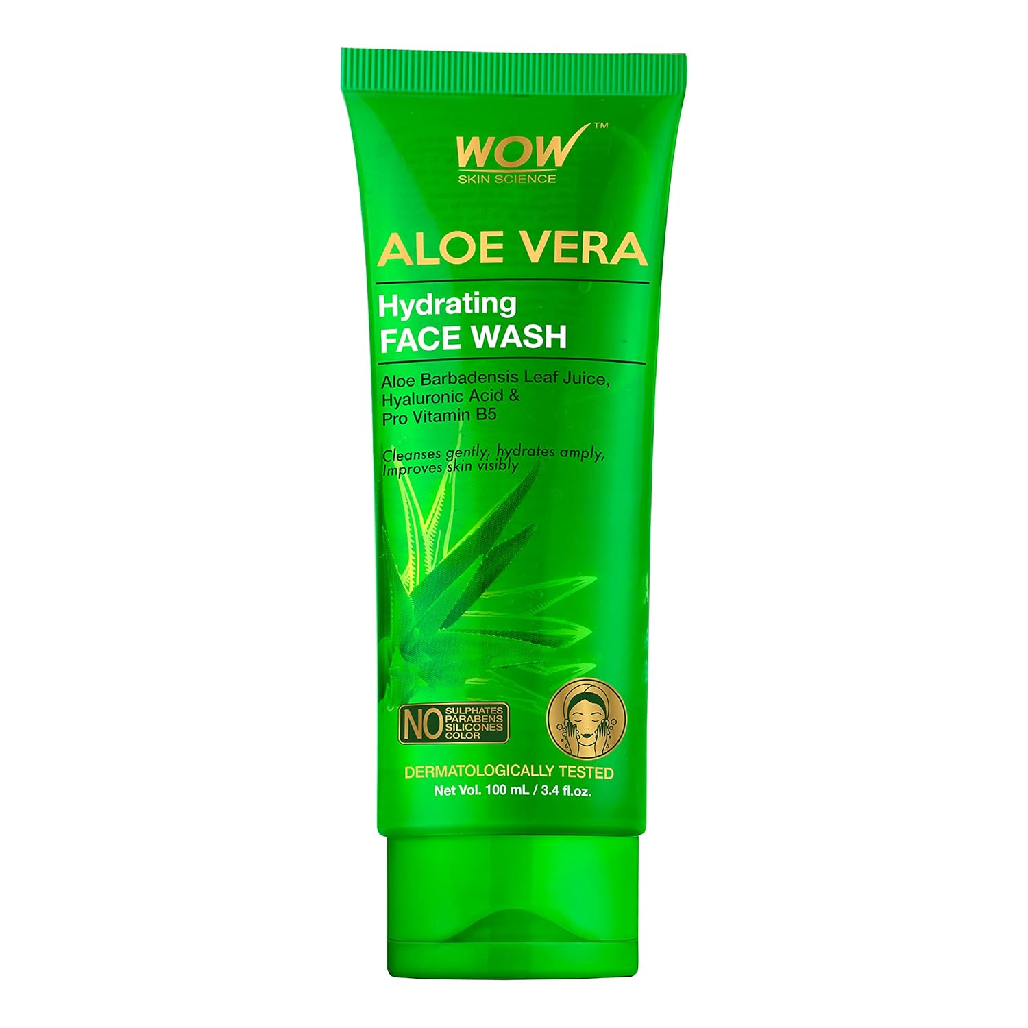 Wow Aloe Vera Face Wash - Hydrating Facial Cleanser & Pore Minimizer To Clear Pores On Oily, Dry & Sensitive Skin - Helps Reduce Excess Oil & Acne W/Exfoliating Nutrients - Men, Women & Teen - 100Ml