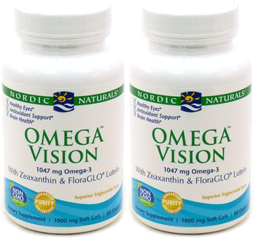 Nordic Naturals Omega Vision, Lemon - 60 Soft Gels - Pack of 2-1460 mg Omega-3 + FloraGLO Lutein & Zeaxanthin - Eye Health, Brain Health, Antioxidant Support - Non-GMO - 60 Total Servings