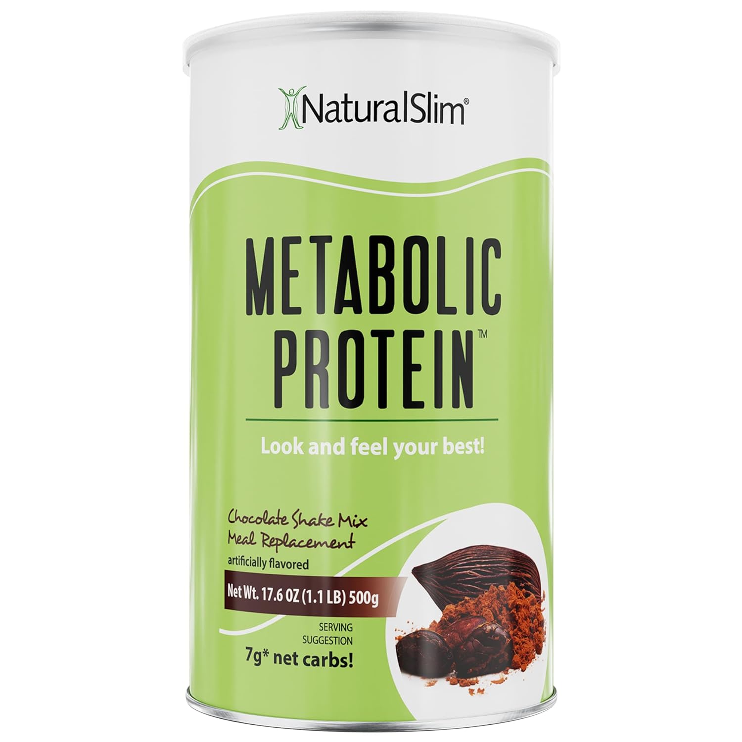NaturalSlim Metabolic Whey Protein Powder Chocolate ? Low Carb, Meal Replacement Shake w/Vitamins, Minerals & Amino Acid L-Glutamine | Great Taste and Very Filling Protein Shake, 10 Servings, 17.6oz